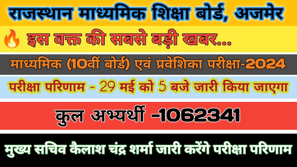 RBSE 10TH RESULT 2024 कल 5 बजे जारी होगा परीक्षा परिणाम यहां देखें?