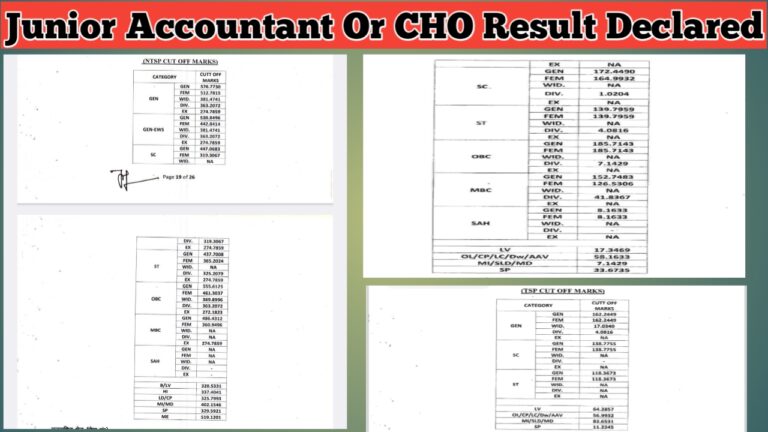 RSMSSB Junior Accountant & CHO Result And Final Answer key Declered : जूनियर अकाउंटेंट & CHO भर्ती का दो गुना रिजल्ट जारी ।