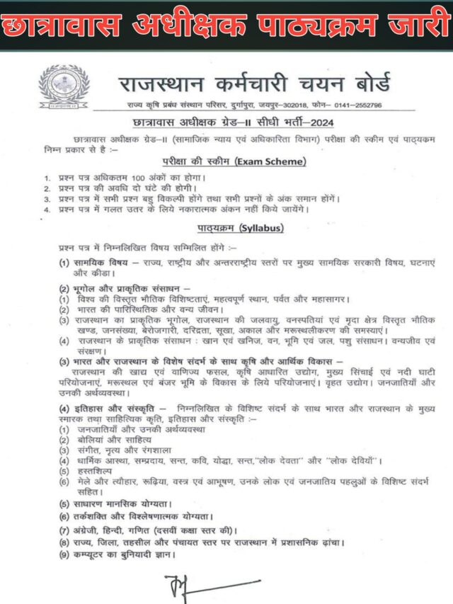 HOSTAL WARDAN EXAM 2024 SYLLABUS JARI